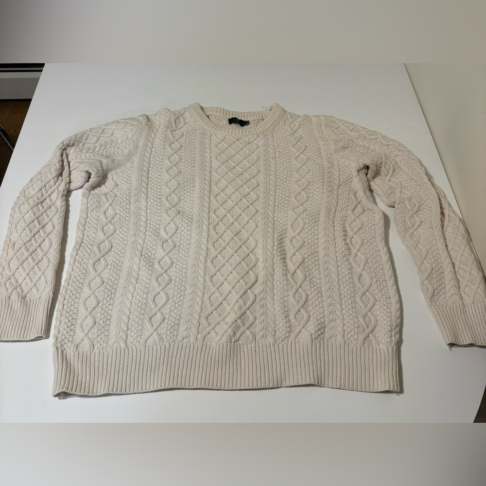 J. Crew Women’s Cream Cable-Knit Crewneck Sweater